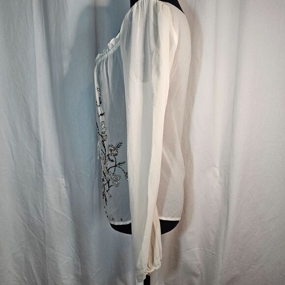 The Limited 100% Silk Gorgeous Cream Blouse Top w Lots of Bling sz S - Picture 2 of 8